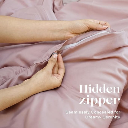 White Classic Pink Duvet Cover Queen Size, Microfiber Duvet Cover with Zipper, Set of 1 Down Comforter Cover with 2 Pillow Shams, Luxury Comforter Cover Queen Size | Comforter Not Included