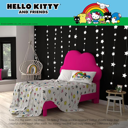Collectibles Hello Kitty & Friends Bedding Super Soft Cozy Cotton 3 Piece Twin Sheet Set, (Officially Licensed Product) By Franco
