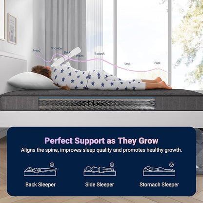 Avenco Full Size Mattress, 6 Inch Full Mattress in a Box for Kids, Medium Firm Hybrid Mattresses with Bonnell Spring and Gel Memory Foam for Cool Night Sleep & Pressure Relief, CertiPUR-US Certified