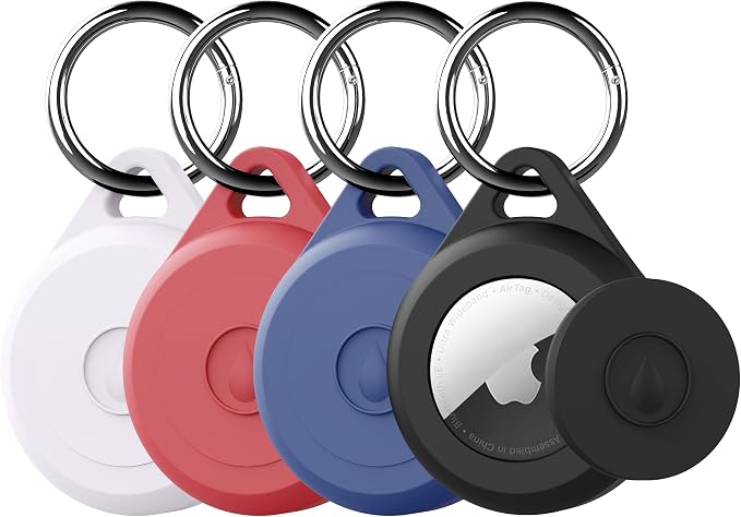 for Air tag Keychain Holder Case for Apple Air tag 1st & 2nd Generation, 4 Pack of IPX8 Waterproof, Fully Shockproof, Anti Scratch for Air tag Holder Case for Key, Kid, Bag, Luggage, Pets Collar