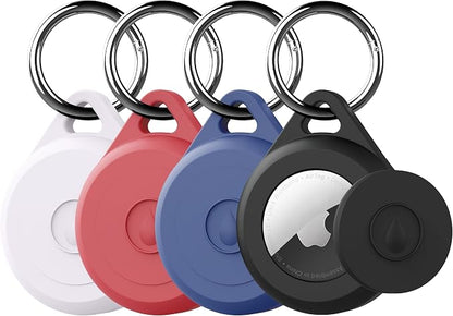 for Air tag Keychain Holder Case for Apple Air tag 1st & 2nd Generation, 4 Pack of IPX8 Waterproof, Fully Shockproof, Anti Scratch for Air tag Holder Case for Key, Kid, Bag, Luggage, Pets Collar