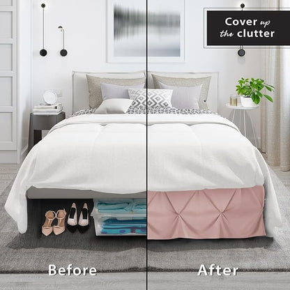 Nestl Blush Pink Bed Skirt Queen Size, Pinch Pleat Queen Bed Skirt, 14" Inch Drop Queen Bedskirt, Hotel Quality Blush Pink Bed Skirts, Microfiber Bedskirt for Queen Bed, Blush Pink Queen Bed Skirt