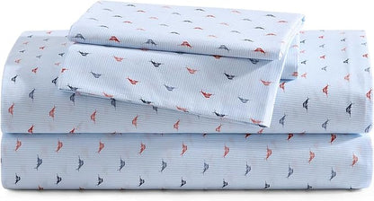 Tommy Bahama - King Size Sheet Set, Crisp & Cool Cotton Percale Bedding, Deep Pockets, Bed Sheets with Matching Pillowcases (Iconic Marlin Blue)