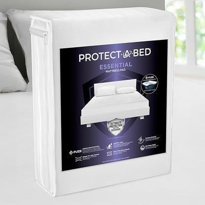 Protect-A-Bed Essential Mattress Pad Twin, 100% Waterproof, Dust Mite Barrier Mattress Pad, Breathable & Quiet, Antimicrobial, Fits 11"-18" Mattresses