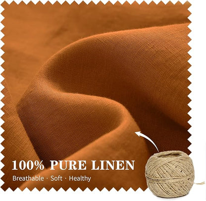 Simple&Opulence 100% Linen Lumbar Pillow Cover 12 x 20 Inches Set of 2 Rectangular Decorative Throw Cushion Cover for Couch Sofa Bed Living Room Office Soft Breathable Farmhouse - Rust