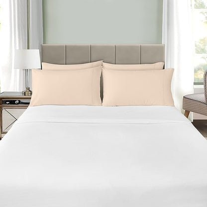 Utopia Bedding Standard Pillow Cases - 4 Pack - Envelope Closure - Soft Brushed Microfiber Fabric - Shrinkage and Fade Resistant Pillow Covers Standard Size 20 X 26 Inches (Standard, Beige)