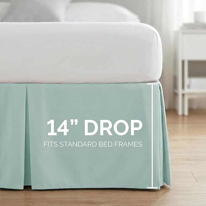 Southshore Fine Living, Inc. Bed Skirt, Full Bed, 14-Inch Drop Pleated Bedskirt for Full Mattress, Dust Ruffle Box Spring Cover, Sky Blue
