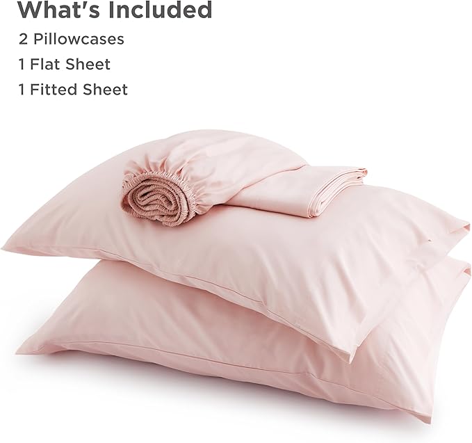 Bedsure Full Size Bed Sheets, Cooling Sheets, Rayon Derived from Bamboo, PureWoven, Breathable & Soft, Deep Pocket Up to 16 Inches, Hotel Luxury Silky Bedding for Hot Sleepers, Pink