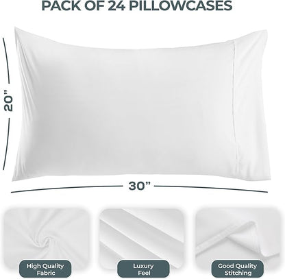 Utopia Bedding Queen Pillow Cases - 24 Pack - Envelope Closure - Soft Brushed Microfiber Fabric - Shrinkage and Fade Resistant Pillow Covers Queen Size 20 X 30 Inches (Queen, White)