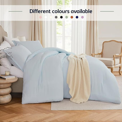 Queen Comforter Sets SkyBlue,3PCS Soft Lightweight Breathable Bedding Comforter Sets for All Season, Queen Size(90''×90'' Comforter & 2 Pillowcases)
