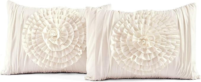Lush Decor 3 Piece Serena Comforter Set, Queen, Ivory
