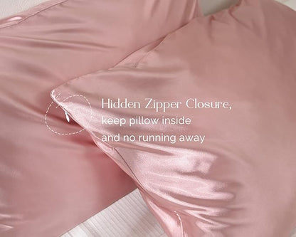 Yanibest Satin Pillowcase, Silk Pillow Cases for Hair and Skin with Zipper, Standard Pillow Cases Set of 2 for 20"x26", Exquisite Packaging for Women Men