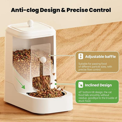 Automatic Cat Food Dispenser with Stainless Steel Bowl | Dog Water Bowl Dispenser Adjustable Water Dispensing, Auto Pet Waterer for Cats and Dogs