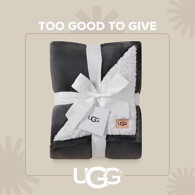 UGG Nita King Size Blanket for Bed, Cozy Fluffy Blanket, Ultra Soft California King Bedding, Extra Large Throw for Couch, Luxury Home Decor, 110-inch x 90-inch, Charcoal Grey