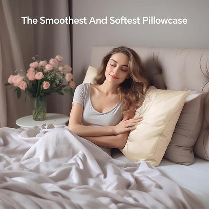 INFIIXSO Silk Pillow Cases 2 Pack Standard Size, Ultra Smooth & Soft Mulberry Silk Pillow Case for Hair and Skin, Breathable Cooling Silk Pillowcase with Hidden Zipper (Ivory, 20x26 Inches)