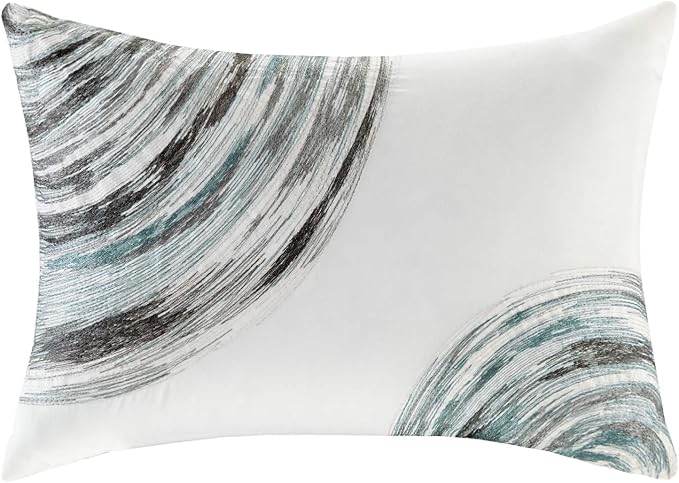Madison Park Essentials King Comforter Set, Bed in a Bag King, Watercolor Print Coastal Comforter & Chambray Cotton Sheet Set, All Season Bedding Set, Saben, Aqua King (104 in x 92 in) 9 Piece