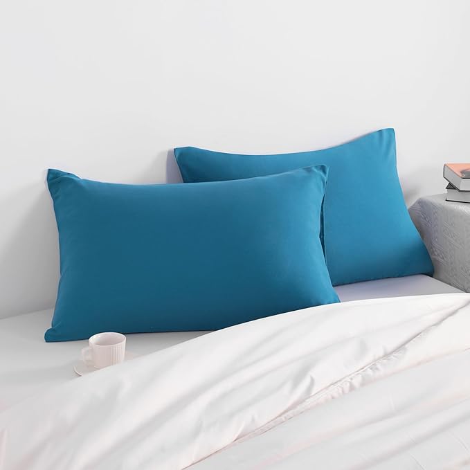 NTBAY Toddler Pillow Cases Set of 2, 2 Pack Brushed Microfiber 14x20 Pillow Cases, Soft, Wrinkle, Fade, Stain Resistant Teal Blue Pillow Cases with Envelope Closure, 14x20 Inches, Teal Blue