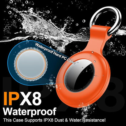 1|2|4Pack for Apple AirTag Holder with Keychain for Air Tag 2nd/1st Gen | Waterproof Air Tag Cover GPS Tracker Anti-Scratch Silicone Air-Tag Case for Pets,Kids-Blue+Brown+Orange+Rose Red