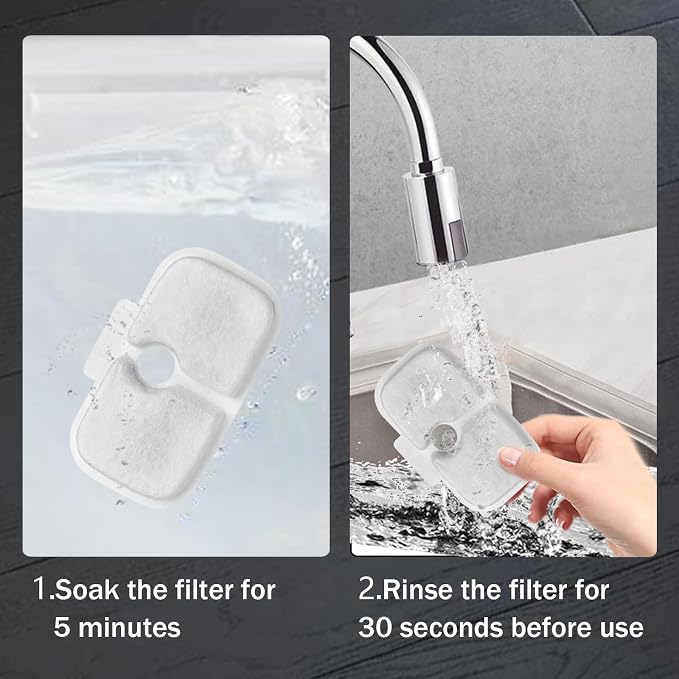 Cat Water Fountain Filter Replacements, 4 Months Set of Replacement Filters | 8 Pack Filters Individually Wrapped Easy-to-Replace Multi-Layer Filtration for Dockstream PLWF105/PLWF115/PLWF005 Fountain