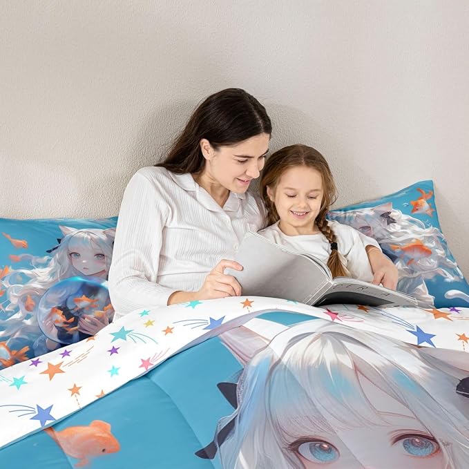Erosebridal Anime Gifts Comforter Set for Anime Lovers - Japanese Girl Style Bedding Comforter Sets,Twin 2 Piece