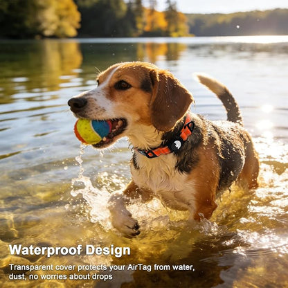 Taglory AirTag Dog Collar with Waterproof Holder for Small Dogs, Orange, S | Reflective for Night Walks & Low-Light Safety, Track Your Pup Peace of Mind, Adjustable Soft Padded, No More Dangling Tags