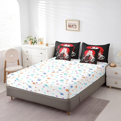 Erosebridal King Japanese Anime 7 Piece Comforter Set for Kids, Anime Girl Bed in A Bag Kawaii Japanese Style Bedding Set Cartoon Japan Animation Bed Set for Boys Teen Adult Women Bedroom