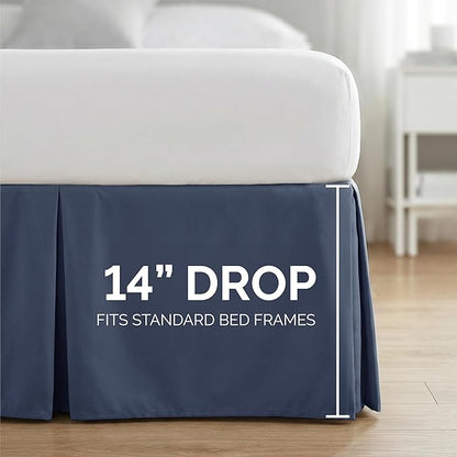 Southshore Fine Living, Inc. Hotel Quality Twin Size Bed Skirt, 14 Inch Bed Skirt for Twin Mattress, Blue Dust Ruffle, Easy Care Microfiber, Pet Hair Resistant, Hides Underbed Storage, Dark Blue