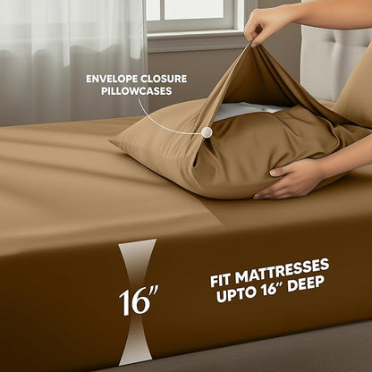 Utopia Bedding Twin Sheet Set – 3 Piece Bed Sheets for Twin Size Bed, Soft and Breathable Microfiber, Includes 1 Fitted Sheet, 1 Flat Sheet and 1 Pillowcase – Oeko Tex (Mocha)
