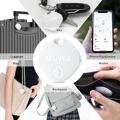 ATUVOS Air Tracker Tag-1 Pack, Bluetooth Luggage Tracker Works with Apple Find My APP (iOS Only, Not for Android), Keys Finder and Item Locator for Luggage, Backpack, Suitcases, Replaceable Battery