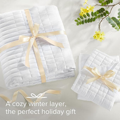 Comfort Spaces Kienna Quilt Set- Double Sided Stitching Design Summer Blanket, Lightweight, Soft, All Season Bedding Layer, Matching Sham, White, Coverlet King (104"x90") 3 Piece