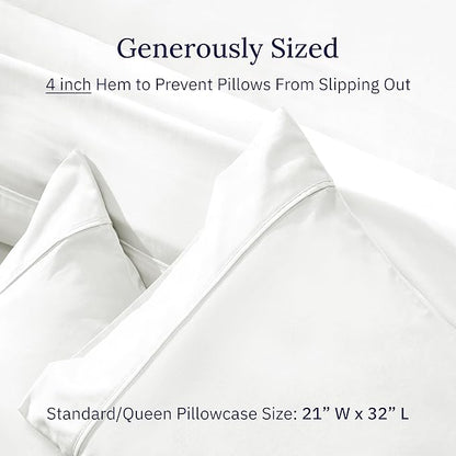 California Design Den Standard Queen Size Pillowcase Set - 400 Thread Count, 100% Cotton Sateen, Set of 2 Pillow Covers, Soft and Breathable - Ivory (Pale Tone)