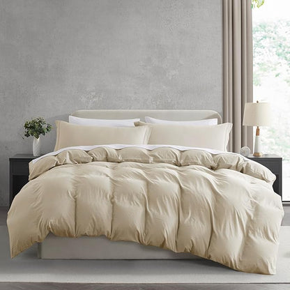Nestl Twin Duvet Cover Set - Soft Prewashed Beige Cream Duvet Cover Twin/Twin XL, 2 Piece, with Zipper Closure, 1 Duvet Cover 68x90 inches and 1 Pillow Sham