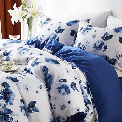 Cupocupa Duvet Cover King Size Set Boho Floral Pattern King Duvet Cover Set for King Size Bed Vintage Soft Bedding Leaf Print Duvet Cover with Pillowcases