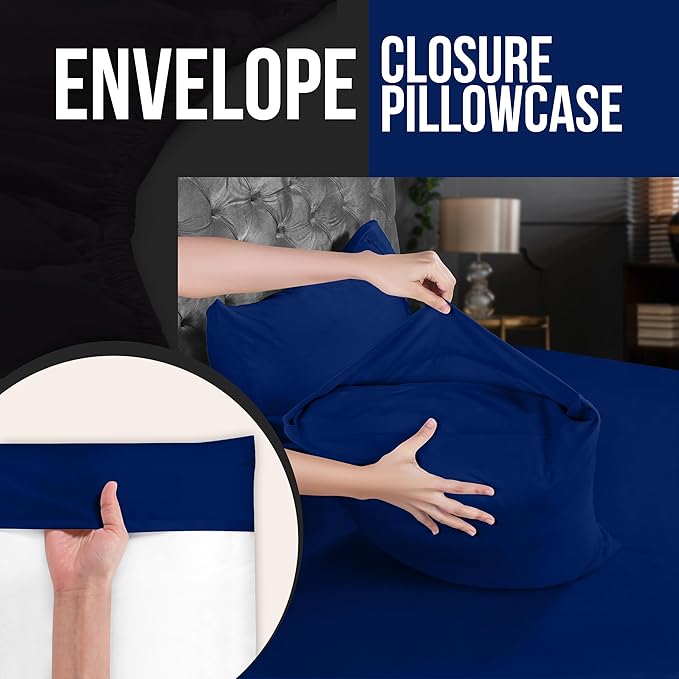 Utopia Bedding King Pillow Cases - 4 Pack - Envelope Closure - Soft Brushed Microfiber Fabric - Shrinkage and Fade Resistant Pillow Covers King Size 20 X 40 Inches (King, Royal Blue)
