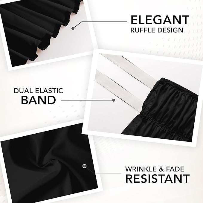 Utopia Bedding Queen Elastic Bed Ruffle - Easy Wrap Around Ruffle - Microfiber Bed Skirt with Adjustable Buckle & Elastic Belt, 16 Inch Tailored Drop - Hotel Quality Bedskirt, Fade Resistant (Black)