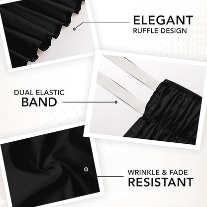Utopia Bedding Queen Elastic Bed Ruffle - Easy Wrap Around Ruffle - Microfiber Bed Skirt with Adjustable Buckle & Elastic Belt, 16 Inch Tailored Drop - Hotel Quality Bedskirt, Fade Resistant (Black)