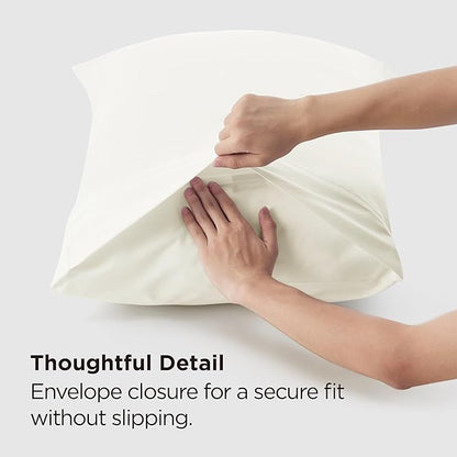 Bedsure Pillow Cases Standard Size Set of 2 - Ivory White Brushed Microfiber Pillowcases, Super Soft and Cozy Pillow Case Covers with Envelope Closure for Kids, Wrinkle, Fade Resistant, 20x26 Inches