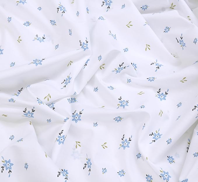 RUVANTI 100% Cotton Sheets – Twin Size Percale Bedding, Cooling & Breathable Floral Design, Durable with a Crisp, Soft & Comfortable Feel, 16" Deep Pocket, 3-Piece Set, Phulkari