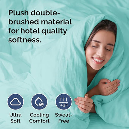 Duvet Cover Full Size Set - Extra Soft Full Duvet Cover 80" x 90" with 2 Pillow Shams - Hotel Luxury, Easy Care & Fade Free w/ Zipper Closures & Ties - All Season, Comfy, Cozy & Breathable (Spa Blue)