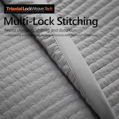 Twin Quilt Set – 68"x86" Soft Washed 3-Layer Lightweight Bedspread with Multi-Lock Quilting, Minimalist Nordic Bedding, All-Season Quilt for Spring, Summer & Fall (1 Quilt + 2 Pillow Shams), Grey