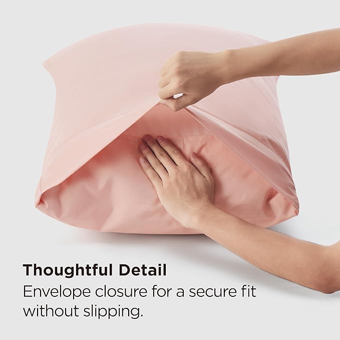 Bedsure King Size Pillow Cases Set of 2 - Blush Pink Brushed Microfiber Pillowcases 2 Pack, Super Soft Pillow Case Cover with Envelope Closure for Kids, Wrinkle, Fade Resistant, 20x36 Inches