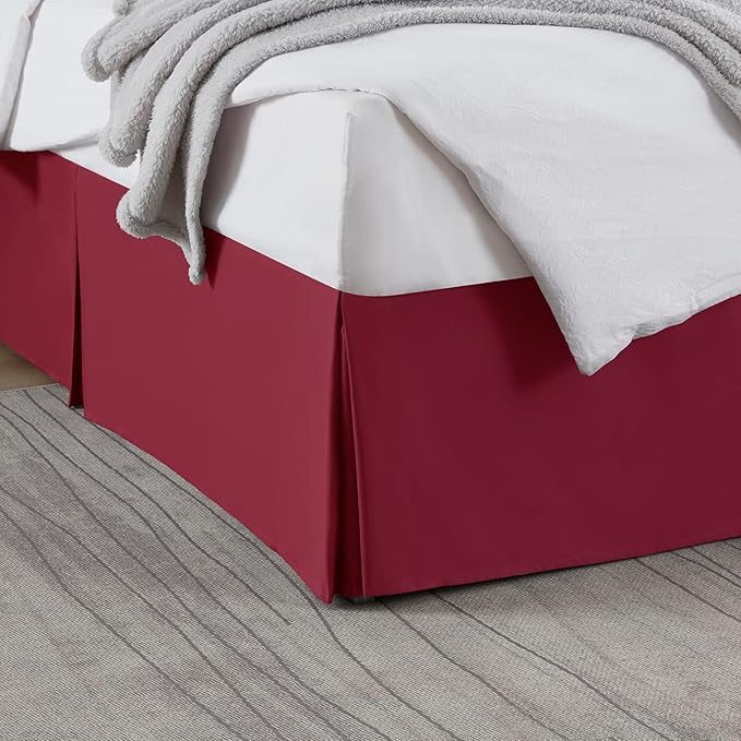 Nestl Red Heaven Bed Skirt Cal King Size - Cal King Bed Skirt 14 Inch Drop - Brushed Microfiber Bed Skirts - Hotel Quality Pleated Bed Skirt - Shrinkage & Fade Resistant