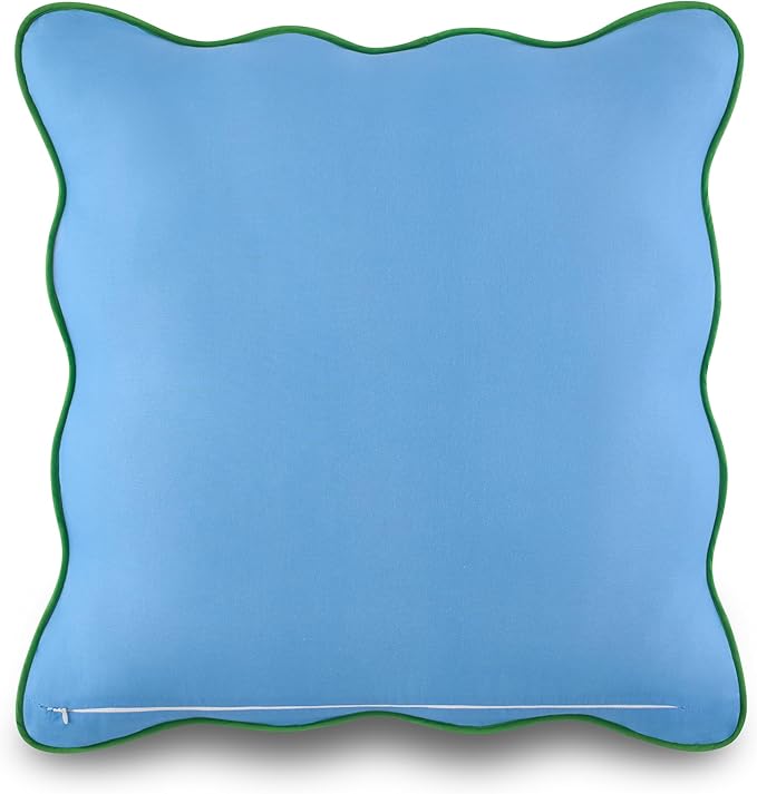 kate spade new york Joyful Gingham Euro Sham, 26" x 26" Spring Pillow Cover, Single Seersucker Cover, Machine Washable, Windy Blue