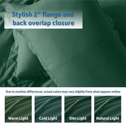 Nestl Dark Green Duvet Cover Full Size - Soft Double Brushed Full Size Duvet Cover Set, 3 Piece, with Button Closure, 1 Duvet Cover 80x90 inches and 2 Pillow Shams