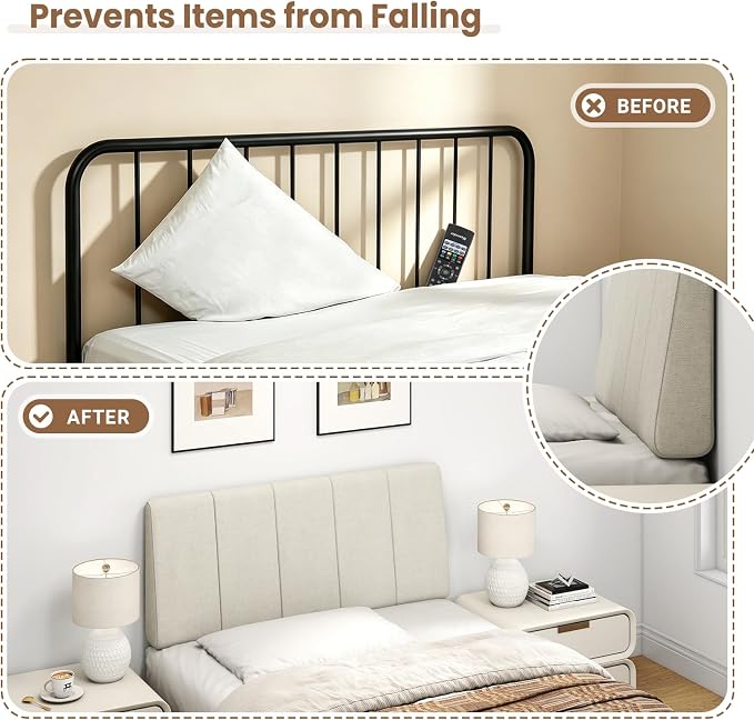 Twin Size Headboard Only-No Assembly Required, Beige | Easy to use no assembly required, Linen fabric and extra-thick foam for added comfort, Modern style headboard twin xl size