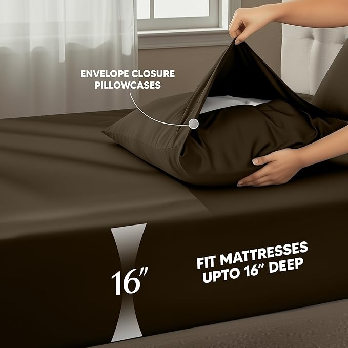 Utopia Bedding Full Size Sheet Set – 4 Piece Bed Sheets, Soft and Breathable Microfiber, Includes 1 Fitted Sheet, 1 Flat Sheet and 2 Pillowcases – Oeko Tex (Brown)