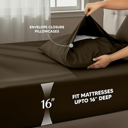 Utopia Bedding Twin Bed Sheets Set - 3 Piece Bedding - Brushed Microfiber - Shrinkage and Fade Resistant - Easy Care (Twin, Brown)