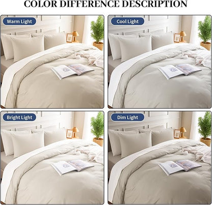 NEXHOME PRO 100% Washed Cotton Duvet Cover Full Size, Ogranic Natural Linen Feel Breathable Bedding Set with Zipper Closure, 3 Pieces Duvet Cover Set Linen (No Comfortert) 8090