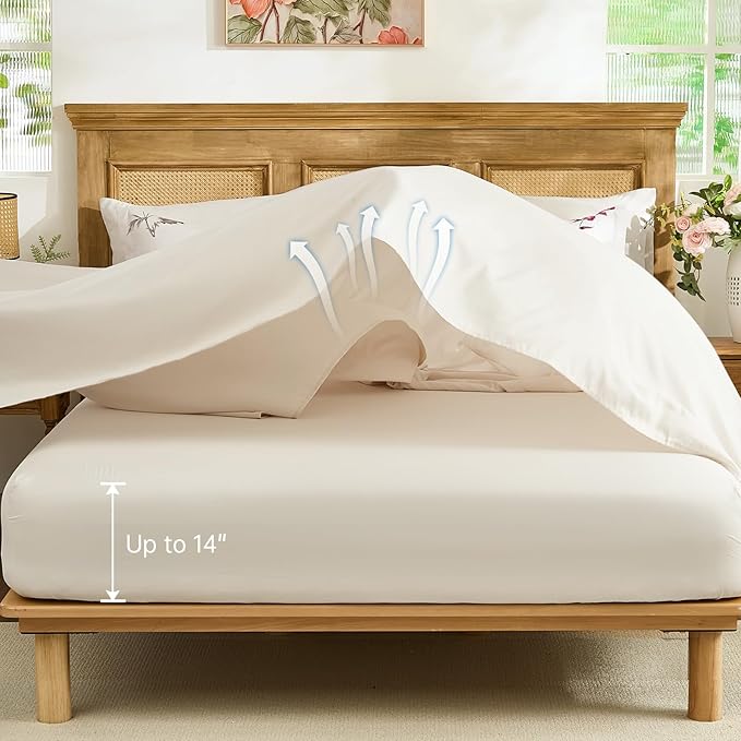 WONGS BEDDING Floral Comforter Set Queen, 7 Piece Beige Bed in a Bag Bedding Set with Botanical Flowers Patterns, Soft Lightweight Complete Comforters with Sheets for All Season