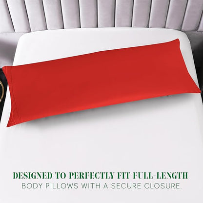 Elegant Comfort Luxury Ultra-Soft 1-Piece Body Pillowcase - 1500 Premium Hotel Quality Microfiber Double Brushed - Wrinkle Resistant, Body Pillowcase Size, Red